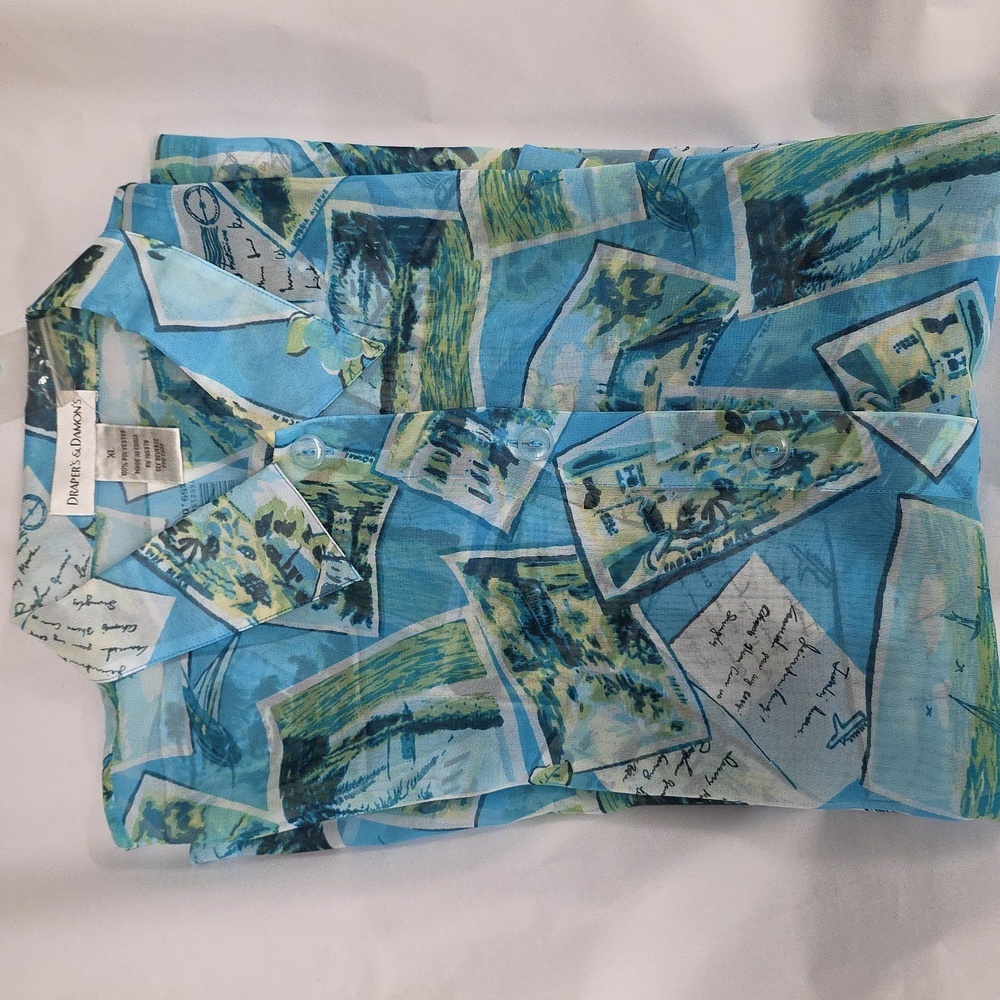 NWT Draper and Damon’s Blue sheer Travel Long Sleeve button-down Size XL